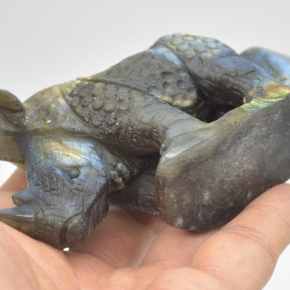 Labradorite Crystal Rhinoceros - 6.5cm x 9.5cm x 3cm - 182 grams #05