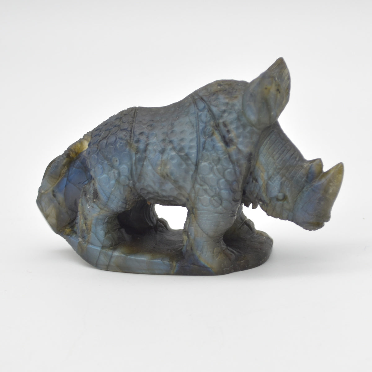 Labradorite Crystal Rhinoceros - 6.5cm x 9.5cm x 3cm - 182 grams #05