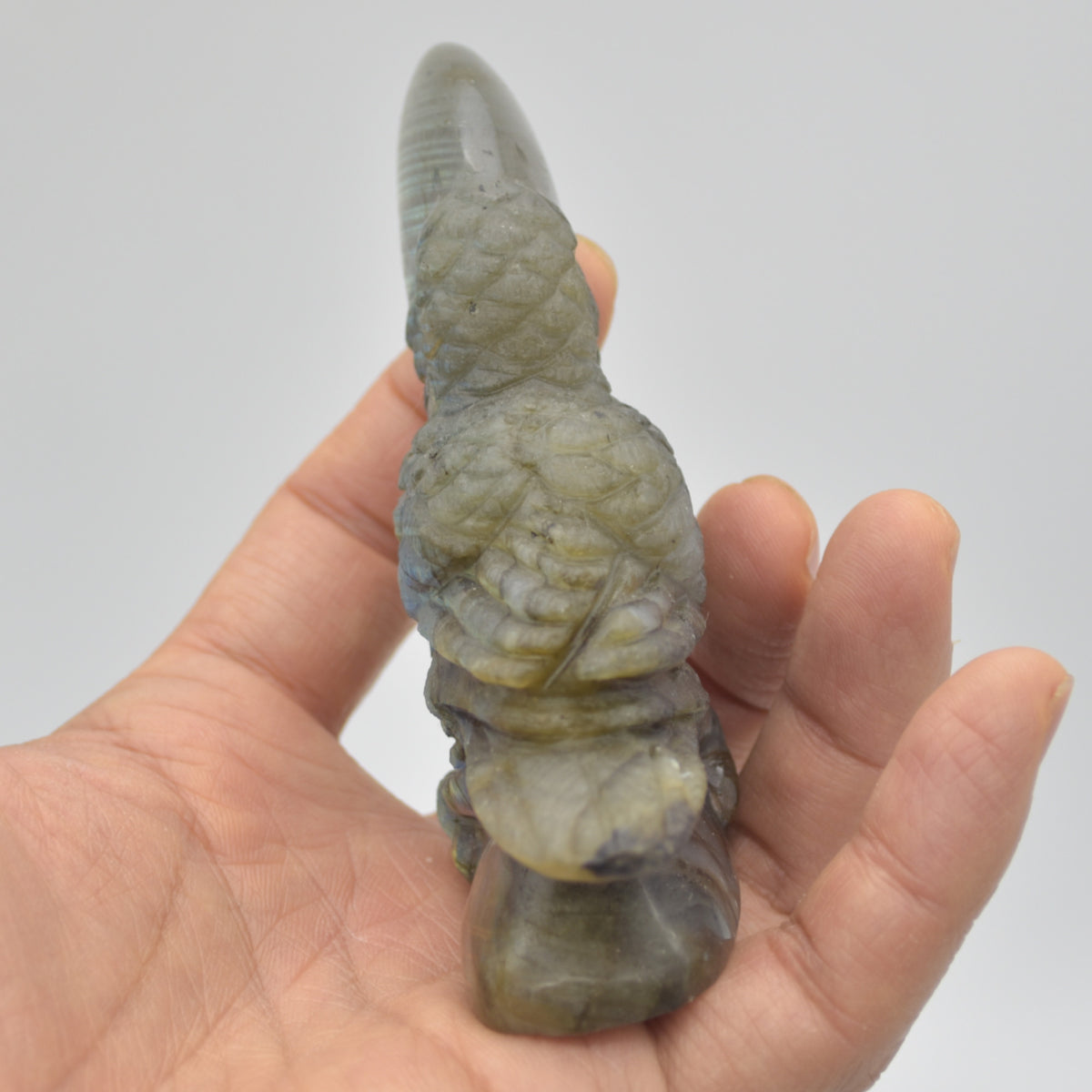 Labradorite Crystal Toucan on Rock - 9.5cm x 8cm x 2.5cm - 150 grams #01