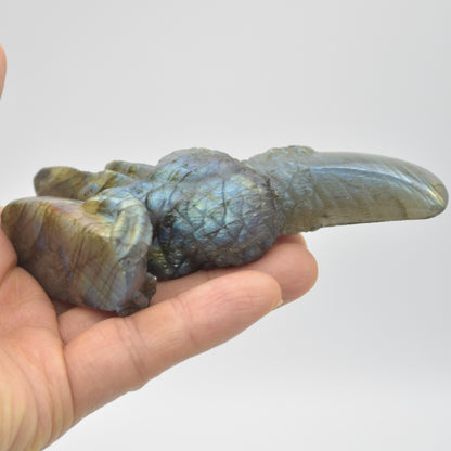 Labradorite Crystal Toucan on Rock - 9.5cm x 8cm x 2.5cm - 150 grams #01