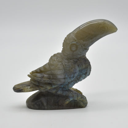Labradorite Crystal Toucan on Rock - 9.5cm x 8cm x 2.5cm - 150 grams #01