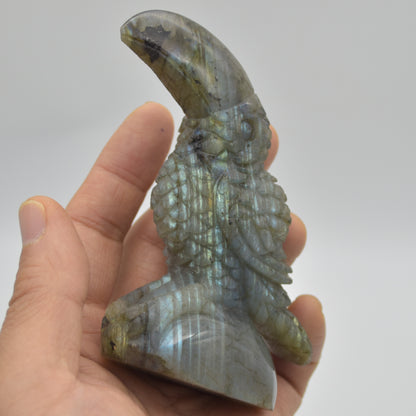 Labradorite Crystal Toucan on Rock - 9cm x 8.5cm x 3cm - 183 grams #04