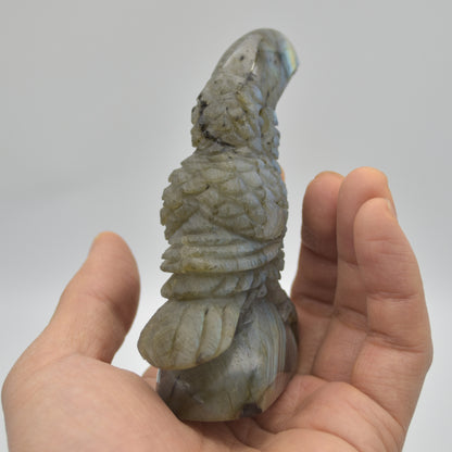 Labradorite Crystal Toucan on Rock - 9cm x 8.5cm x 3cm - 183 grams #04