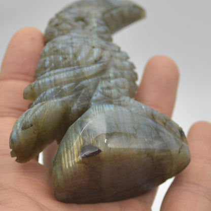 Labradorite Crystal Toucan on Rock - 9cm x 8.5cm x 3cm - 183 grams #04