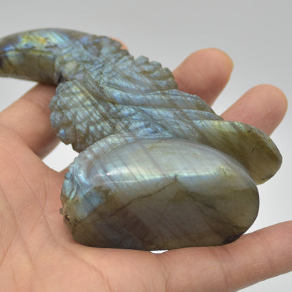 Labradorite Crystal Toucan on Rock - 9cm x 8.5cm x 3cm - 183 grams #04