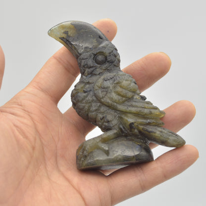 Labradorite Crystal Toucan on Rock - 9cm x 7cm x 3.5cm - 154 grams #05