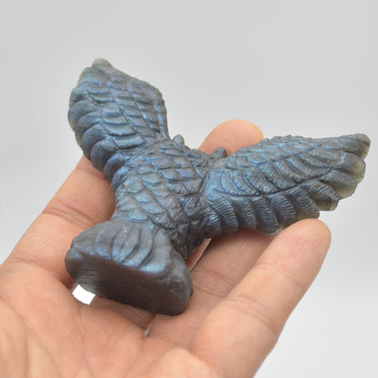 Labradorite Crystal Wide Winged Owl - 6.5cm x 8.5cm x 2.5cm - 94 grams #01
