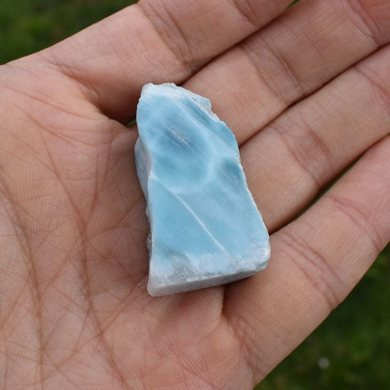 Larimar Dolphin Stone Freeform Raw Slab Slice - 17 grams - #01