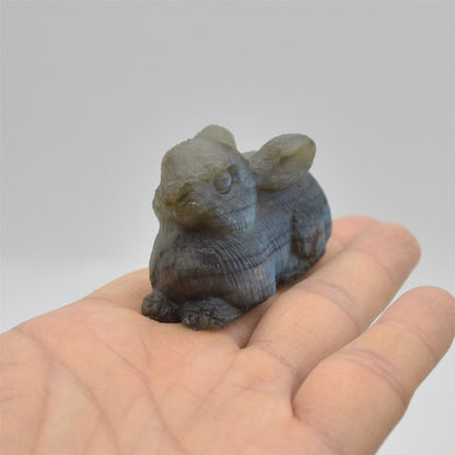 Labradorite Bunny Rabbit - 6cm x 4cm x 2.5cm - 73 grams