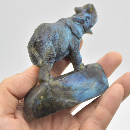 Labradorite Elephant - 8cm x 8cm x 3cm - 222 grams
