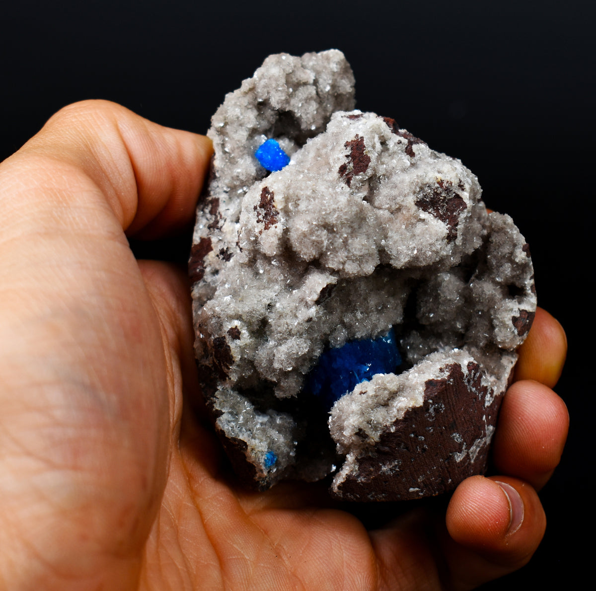 Rare Cavansite Cluster with Stilbite On Matrix from Wagholi, Pune, India - 177 grams
