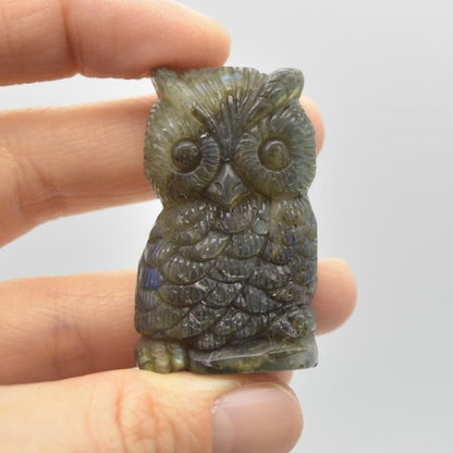Labradorite Owl - 27 grams - 4.5cm x 2.5cm x 1.3cm