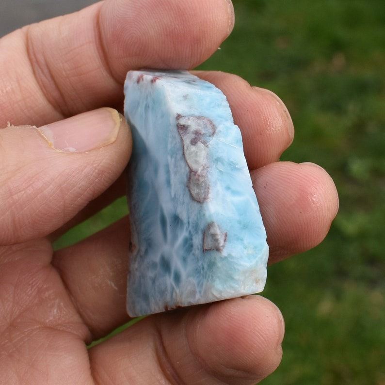 Larimar Dolphin Stone Freeform Raw Slab Slice - 24 grams - #02