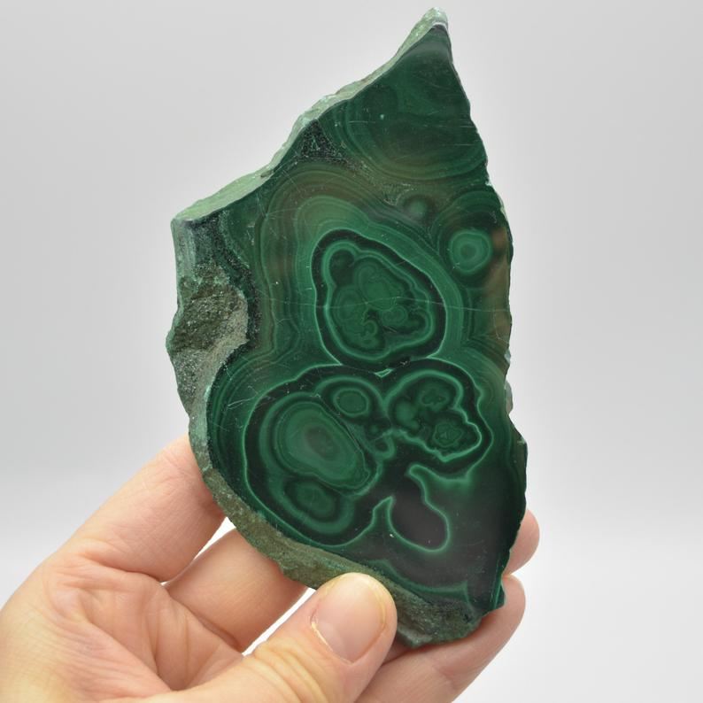 Malachite Crystal Freeform Slice, Slab - 12cm x 6.5cm x 0.70cm - 150 grams - #05