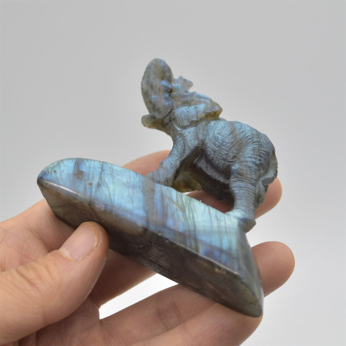 Labradorite Elephant - 8.5cm x 6.5cm x 3cm - 149 grams