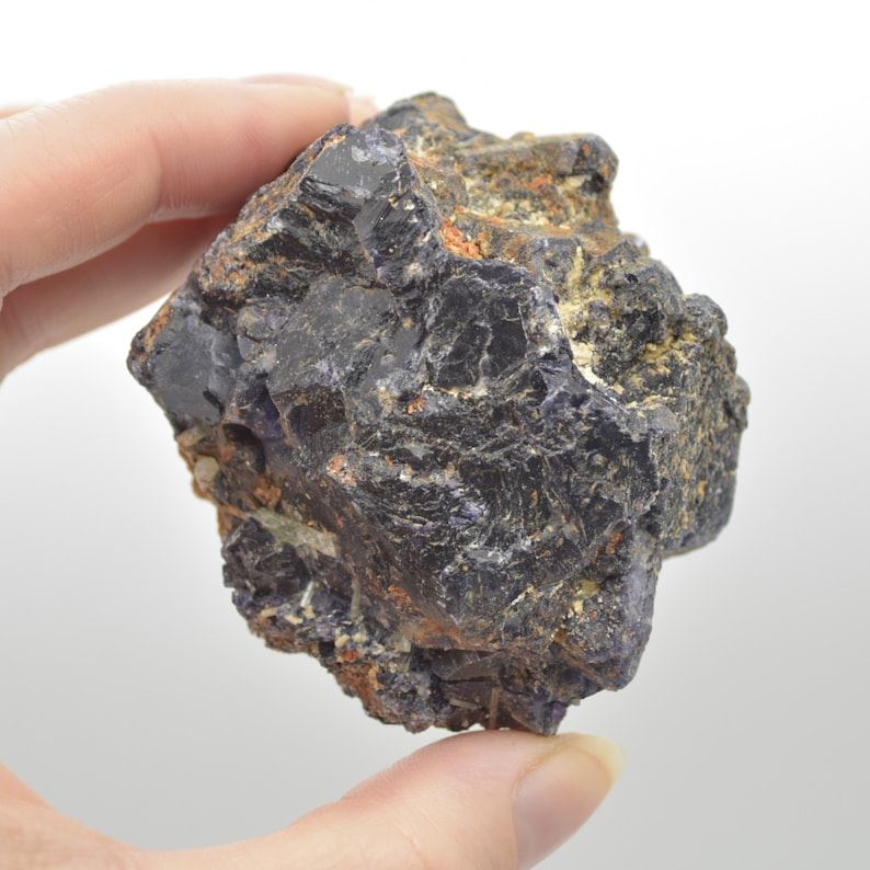 Raw Aquamarine in Fluorite Specimen Rock - 214 grams
