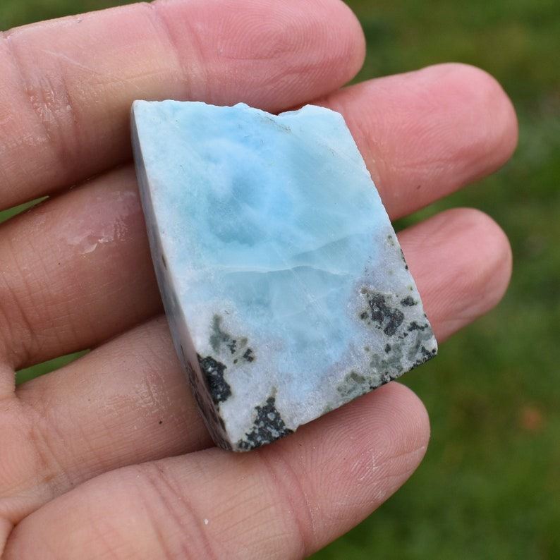 Larimar Dolphin Stone Freeform Raw Slab Slice - 30 grams - #030