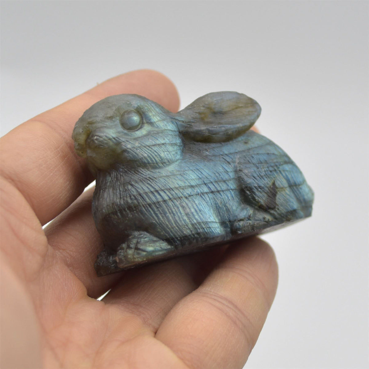 Labradorite Bunny Rabbit - 6cm x 4cm x 2.5cm - 73 grams