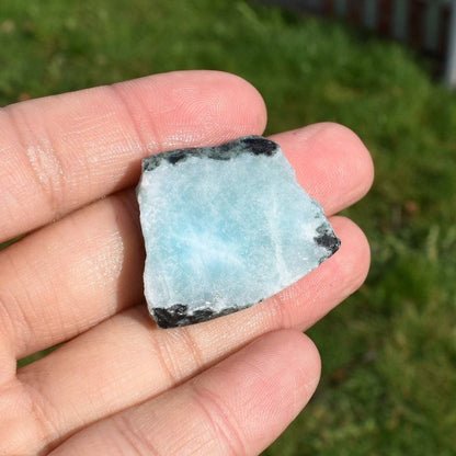 Larimar Dolphin Stone Freeform Raw Slab Slice - 14 grams - #09