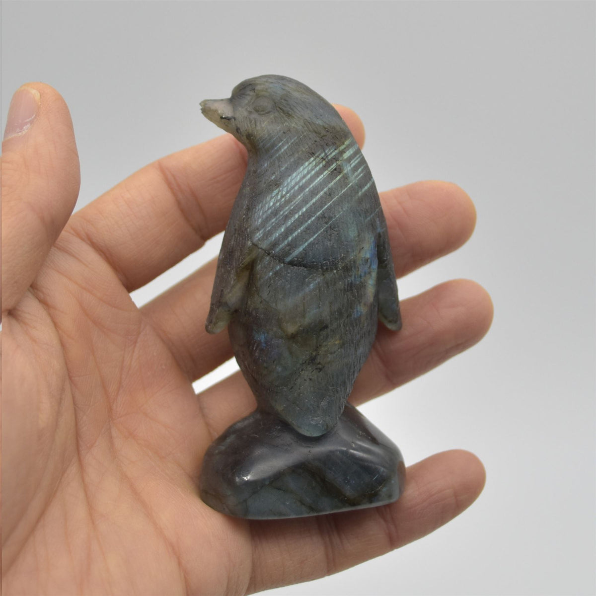 Labradorite Crystal Penguin - 8.5cm x 4cm x 3cm - 118 grams #04