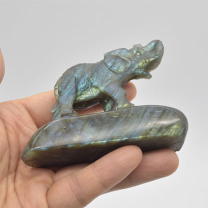Labradorite Elephant - 8.5cm x 6.5cm x 3cm - 149 grams