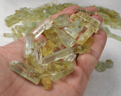 Heliodor Raw Green Yellow Beryl Small Crystal Specimens - 1 Count - 3 Sizes