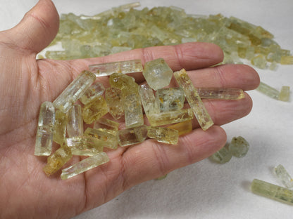 Heliodor Raw Green Yellow Beryl Small Crystal Specimens - 1 Count - 3 Sizes