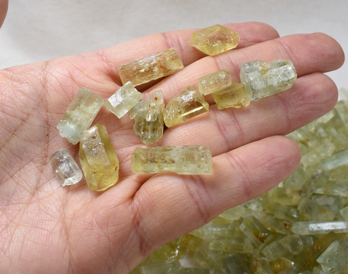 Heliodor Raw Green Yellow Beryl Small Crystal Specimens - 1 Count - 3 Sizes