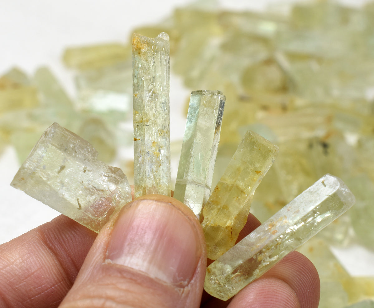 Heliodor Raw Green Yellow Beryl Small Crystal Specimens - 1 Count - 3 Sizes