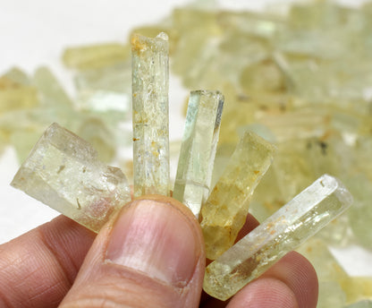 Heliodor Raw Green Yellow Beryl Small Crystal Specimens - 1 Count - 3 Sizes