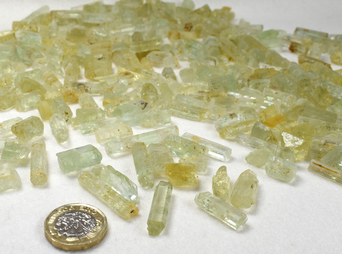 Heliodor Raw Green Yellow Beryl Small Crystal Specimens - 1 Count - 3 Sizes
