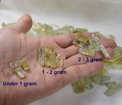 Heliodor Raw Green Yellow Beryl Small Crystal Specimens - 1 Count - 3 Sizes