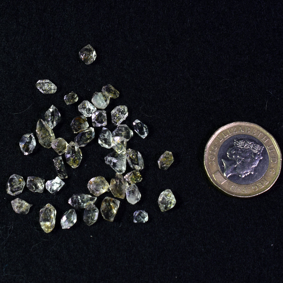 Golden Enhydro Petroleum Oil Diamond Quartz UV Fluorescent Specimens from Pakistan - 5ct total weight
