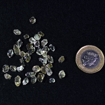 Golden Enhydro Petroleum Oil Diamond Quartz UV Fluorescent Specimens from Pakistan - 5ct total weight