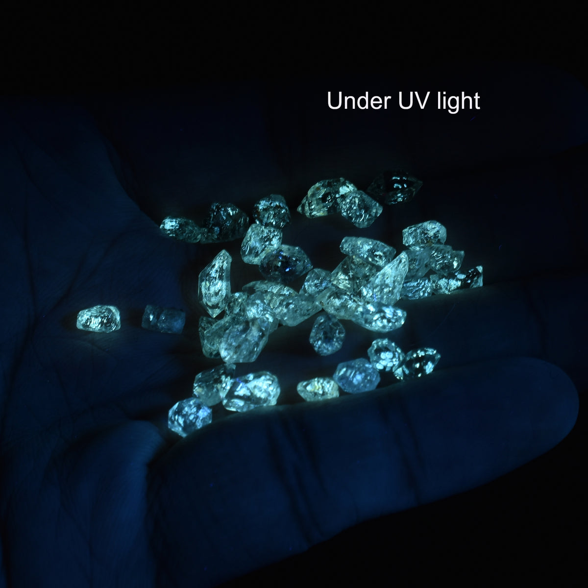 Golden Enhydro Petroleum Oil Diamond Quartz UV Fluorescent Specimens from Pakistan - 5ct total weight
