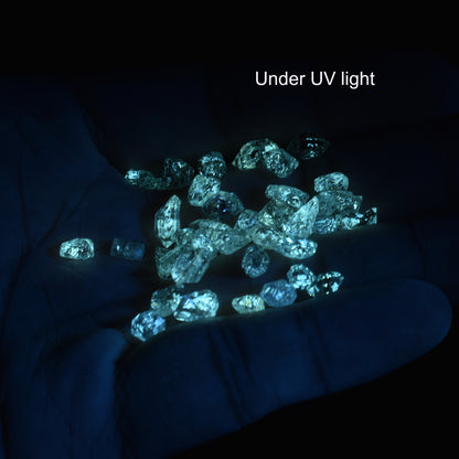 Golden Enhydro Petroleum Oil Diamond Quartz UV Fluorescent Specimens from Pakistan - 5ct total weight